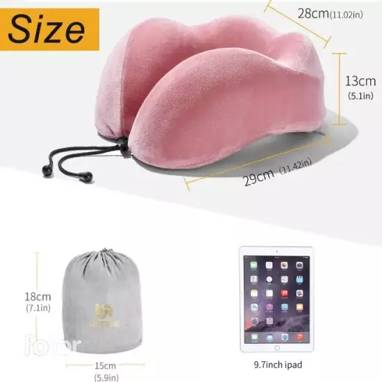 Comfort Travel Pillow Memory Foam Neck Pillow with Breathable Eye Mask Ear Plugs