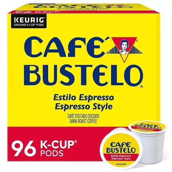 Cafe Bustelo Espresso Style, Dark Roast Coffee, K-Cup Pods, 96 Count