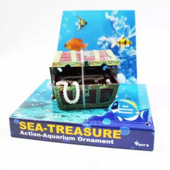 2" Treasure Chest Air Driven Ornament Fish Tank Decor Aquarium Decoration