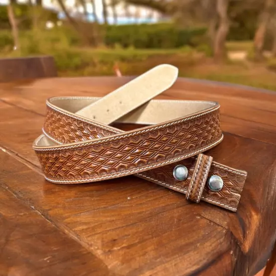 Western Belt Handmade Strap Men's Full Grain Leather No Buckle Cowboy Rodeo Belt