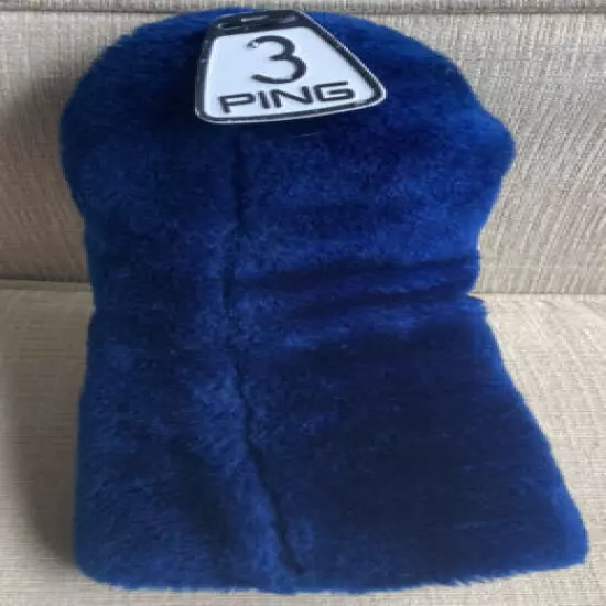 Vintage Ping Barrel Golf Soft Head Cover Blue #3 Wood Metal Clean Nice Shape!!