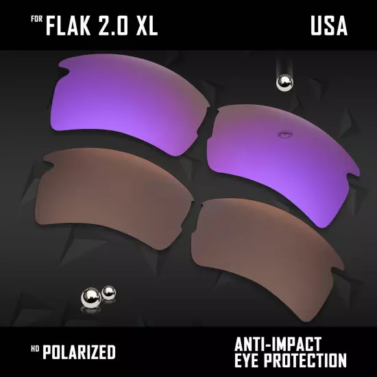 Anti Scratch Polarized Replacement Lenses for-Oakley Flak 2.0 XL OO9188 Options