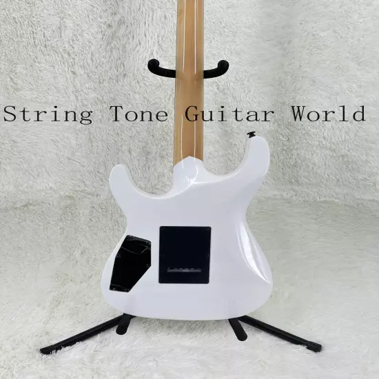 Custom Solid White Ouija ST Electric Guitar Basswood Body Floyd Rose Black Part