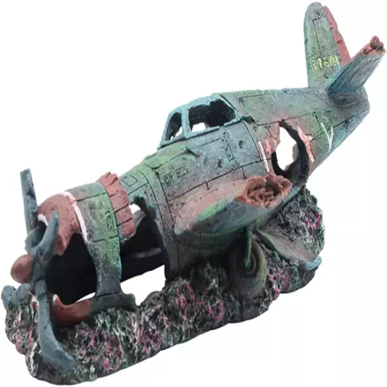 Fish Tank Decoration Fighter Vintage Airane Ruins Submarine Landscape Fish Shrim