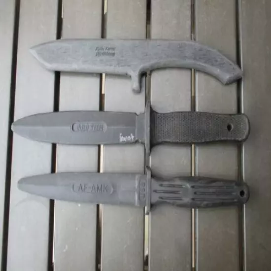 3 Rubber Hand to Hand Combat Training Knives: Cold Steel, Kalaj Kutter, AF-AMK