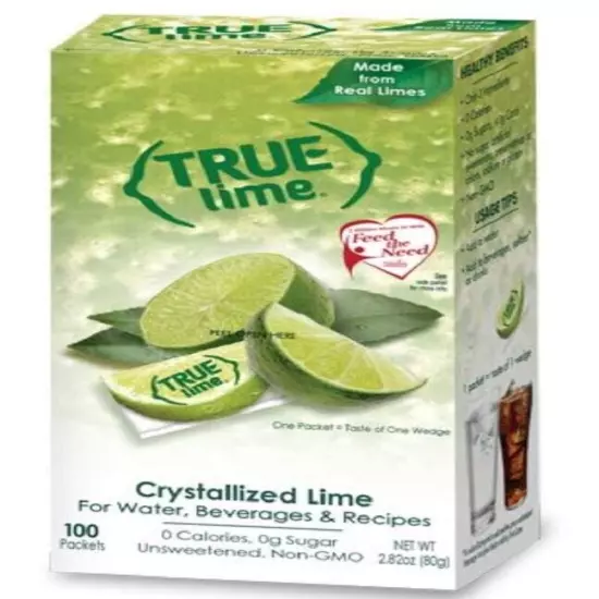 TRUE LIME Water Enhancer Bulk Dispenser Pack 100 Packets | Zero Calorie