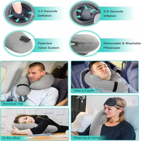 Neck Pillow for Travel, Inflatable Travel Neck Pillows for Airplanes,Travel Pill