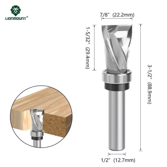 1/2" Shank Template Pattern Router Bit Straight Flush Solid Carbide Compression