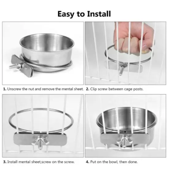 Stainless Steel Parrot Feeding Bowl With Rattan Ball For Hamster Small Animals