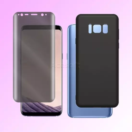 Anti-Peep Screen Protector + TPU Case for Samsung Galaxy S8 SM-G950U C Spire US