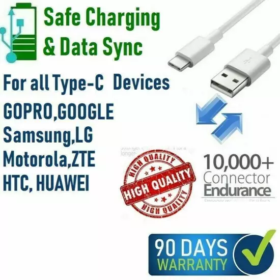 Heavy Duty Charging Phone Cable Type-C USB-C For Samsung Android LG Charger 