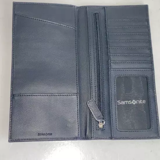 Samsonite Black Full Grain Leather Travel Wallet Passport Card ID Money Holder