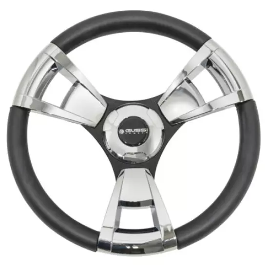 Gussi Italia Model 13 Chrome Golf Cart Steering Wheel For Club Car DS