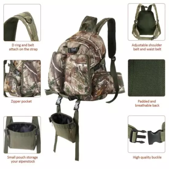 Tourbon Hunting Backpack Rifle/Shotgun Holder Camp Gun Bag Daypack Military Camo