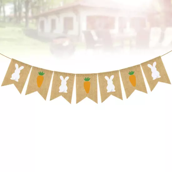 Easter Bunny Carrot Linen Swallowtail Banner for Party