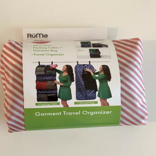 RuMe Garment Travel Organizer Pink W/Stripes Design - NEW With Tags