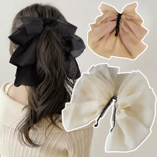 Multi-layer Bowknot Hair Clip Satin Barrette Hairpin Ponytail Hair Accessories ✔