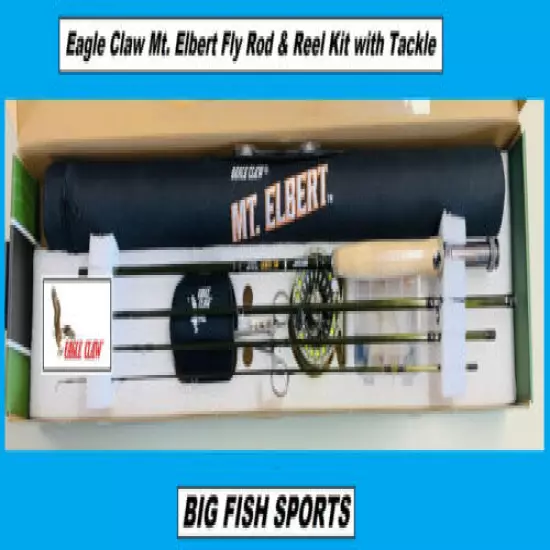 EAGLE CLAW Mt. Elbert Travel/Pack 8' 6" Fly Rod and Reel Kit #MTEFC-864 w/Tackle