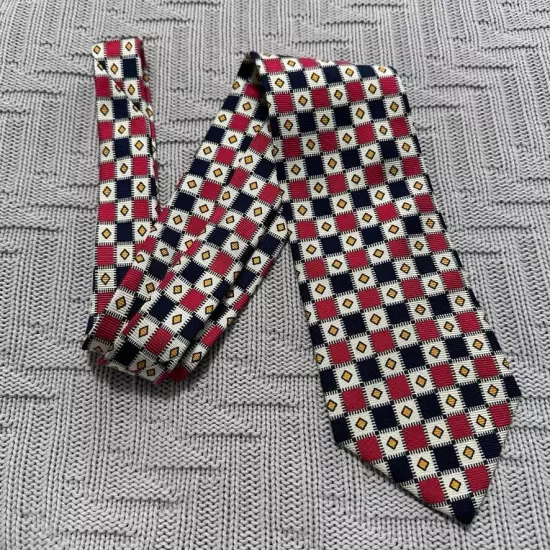 Hugo Boss red and black checkered Italian silk tie