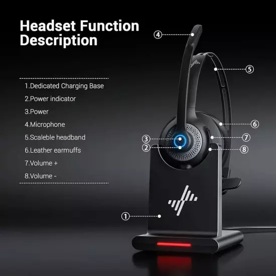 Bluetooth Headset - Wireless Headset with Noise Cancelling Microphone, V5.2...