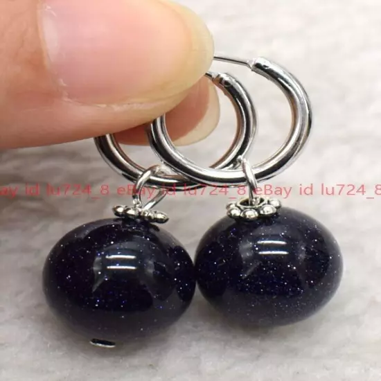 8/10/12mm Natural Multicolor Gemstone Round Beads Silver Leverback Earrings