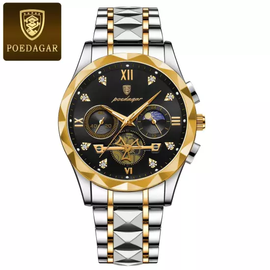 POEDAGAR Luxury Man Wristwatch Waterproof Luminous Best Gift For Men