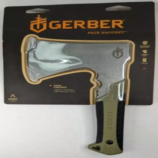 Brand New Gerber Pack Hatchet & Sheath - Stainless Steel - Rubber Grip - Sage