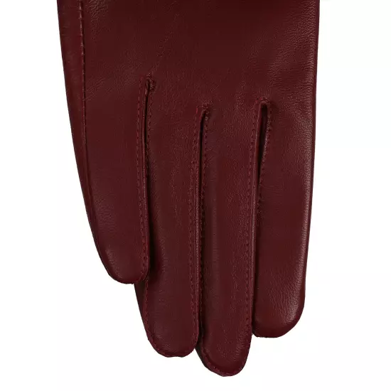 Women Genuine Lambskin Leather Gloves With Real Fox Fur Trim Cuff Winter Warm