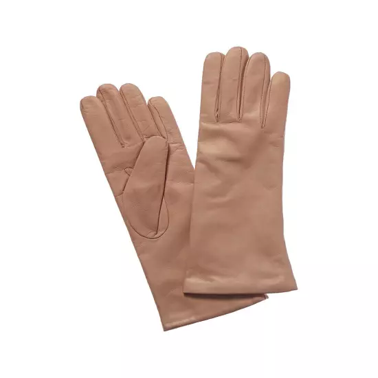 Portolano Long Misty Rose Cashmere-Lined Leather Gloves Women's