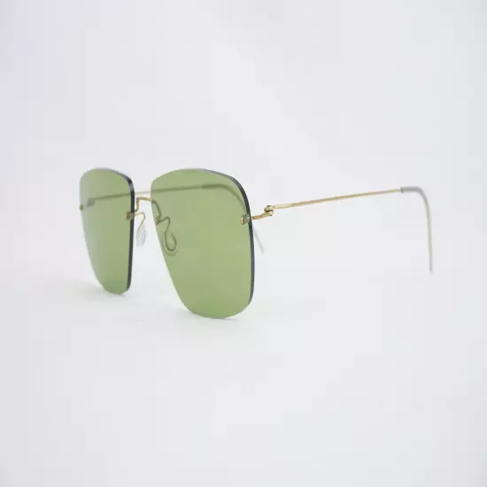 Lindberg 1468P Spirit Titanium Wire Frame Rimless Sunglasses With Green Lenses