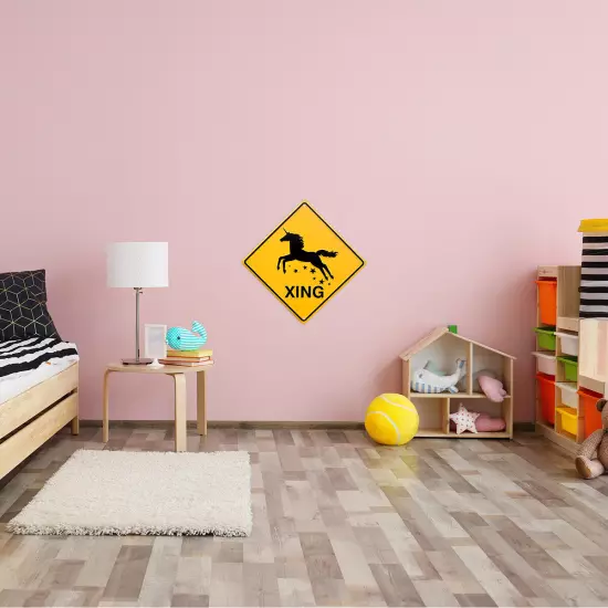 Unicorn Crossing Stars Funny Street Sign Girls Kids Bedroom Home Wall Art Decor