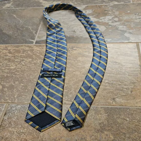 Men's Nautica Blue and Yellow Striped Tie - Professional 