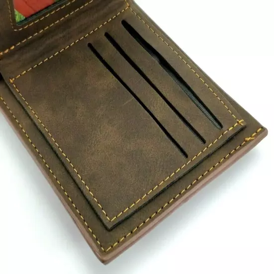 Men Leather Bi-Fold Wallet Brown