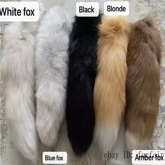 16"-18" Real Fox Fur Tail Keychain Bag Charm Purse Pendant Costume Cosplay Toys