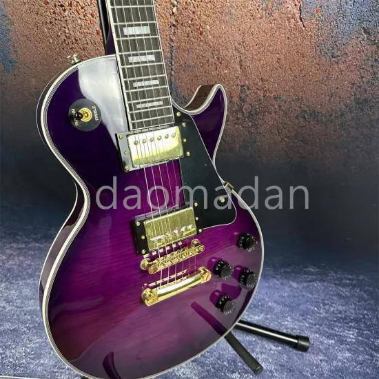 hot selling Custom shop purple electric guitar gold color hardware in stock