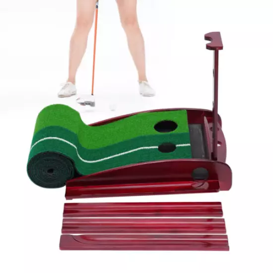 Golf Putting Green Practice Mat W/ Auto Ball Return Portable Training Aid Indoor