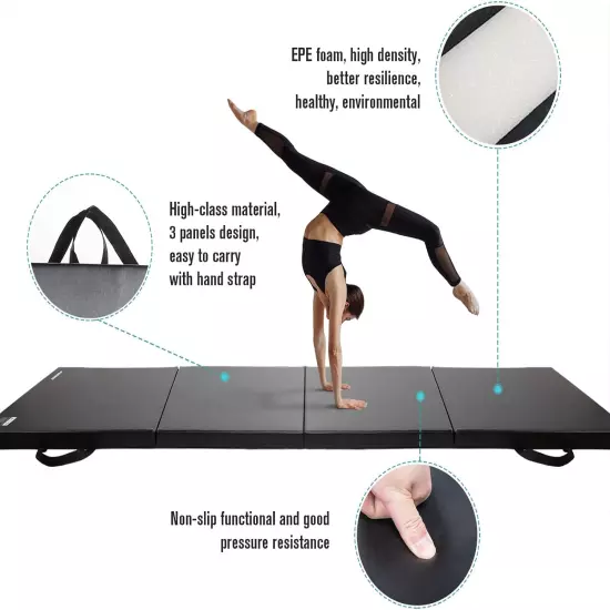 Upgraded Folding Exercise Mat, 2 Inch Thick Gymnastics Mat 3’X6’,4’X8’,4X10’ wit