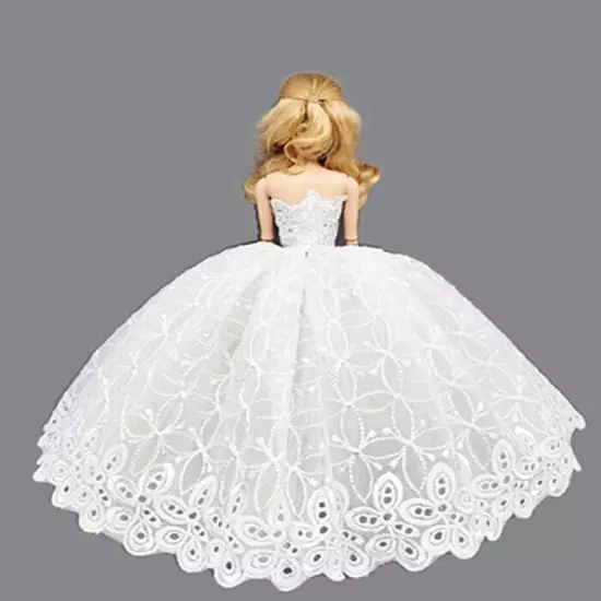 1/6 Doll Clothes Outfits Floral Lace Wedding Dress Gown 11.5" Dolls Accessories