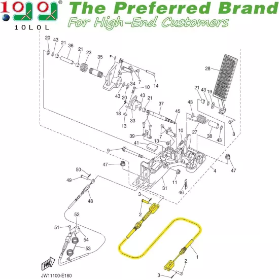 10L0L Golf Cart Brake Cable for Yamaha G29 Drive GAS 2007-2015, JW1-F6341-31-00