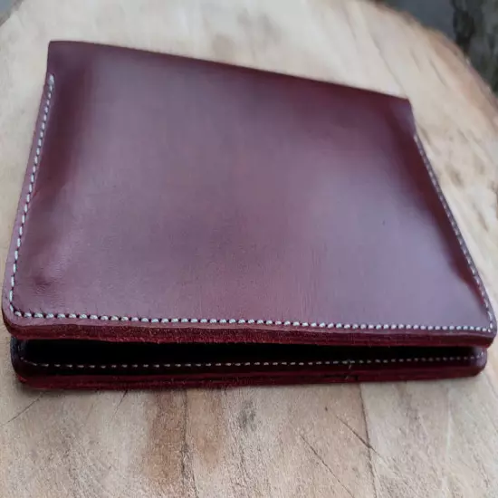 Genuine leather travel wallet minimal in cherry brown softie finish leather