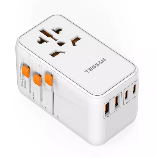 100W Universal Travel Adapter with USB and Type-C Fast Charging Power Adapter