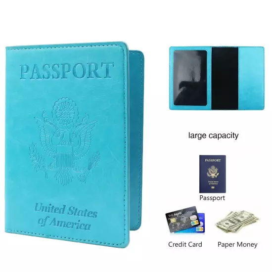 Leather Passport Vaccine Card Passport Holder Travel Wallet Blocking Case Cover