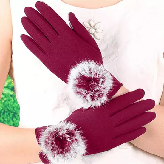 Women Winter Touchscreen Gloves For Cold Weather Solid Thermal Knit Cuff Gloves