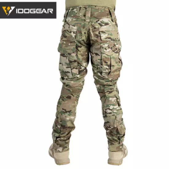 IDOGEAR Combat Pants Mens W/ Knee Pads Camo Airsoft Military Camo Duty Military