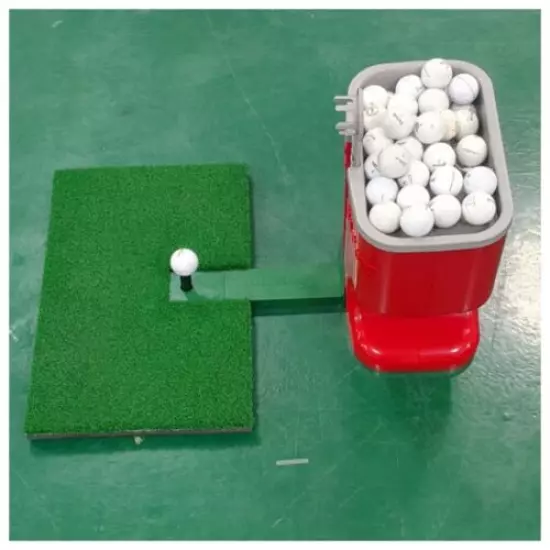 Golf Ball Dispenser On the Real Golf Course With Driving Mat