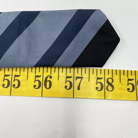 Express Studio Blue Black Striped Regiment Repp Italian Silk Tie 4" x 58"