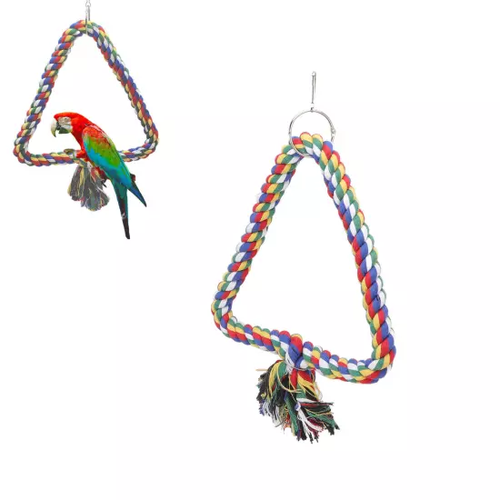 Bird Swing Toy Triangular Colorful Climbing Playing Rope Parrots Perch Stand for