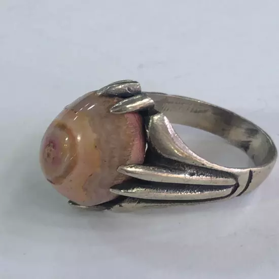 Men Silver Ring 925 Sterling Yemen Agate Aqeeq خاتم عقيق سليماني عين ايراني