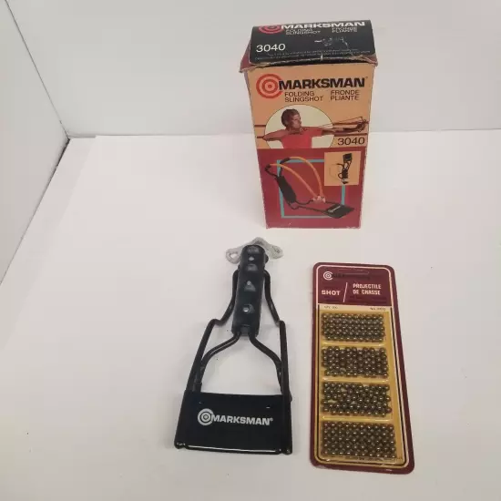 Vintage Marksman 3040 Folding Sligshot w/ Box & 200 Shots, Needs Strap