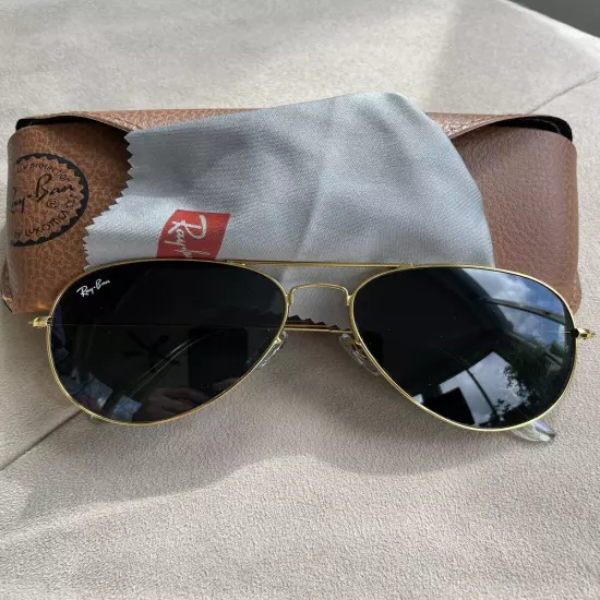 ray ban sunglasses men aviator 58 Mm Gold frame / Black glass